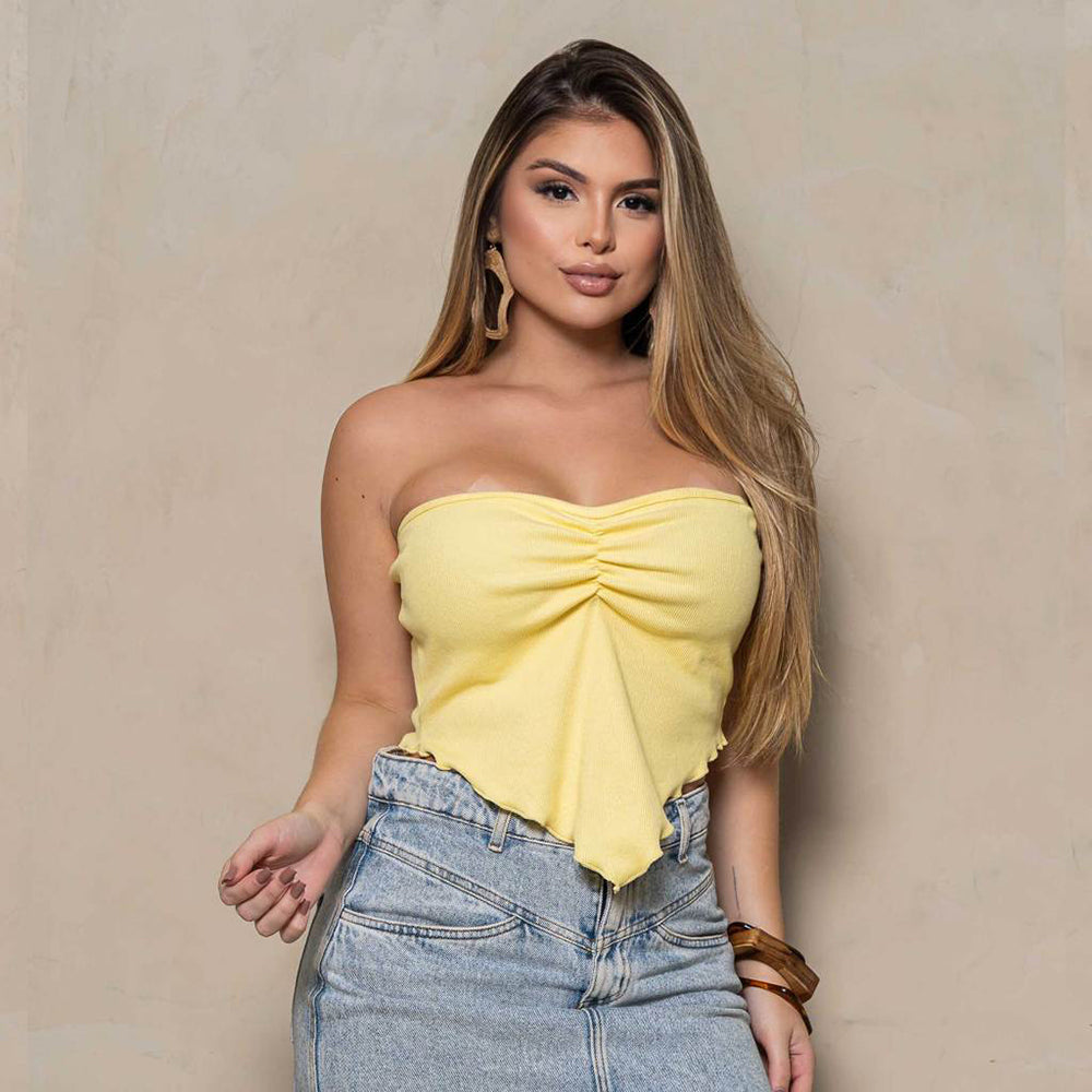Cropped Tomara que Caia Ribana com Bojo, Conforto e Estilo Casual, Peça Chave do Verão