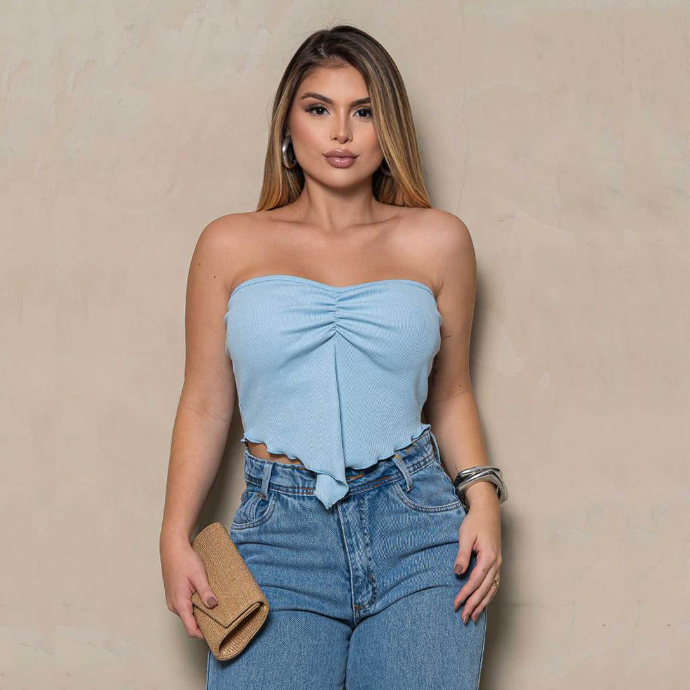 Cropped Tomara que Caia Ribana com Bojo, Conforto e Estilo Casual, Peça Chave do Verão