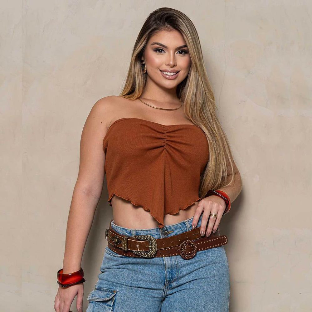 Cropped Tomara que Caia Ribana com Bojo, Conforto e Estilo Casual, Peça Chave do Verão