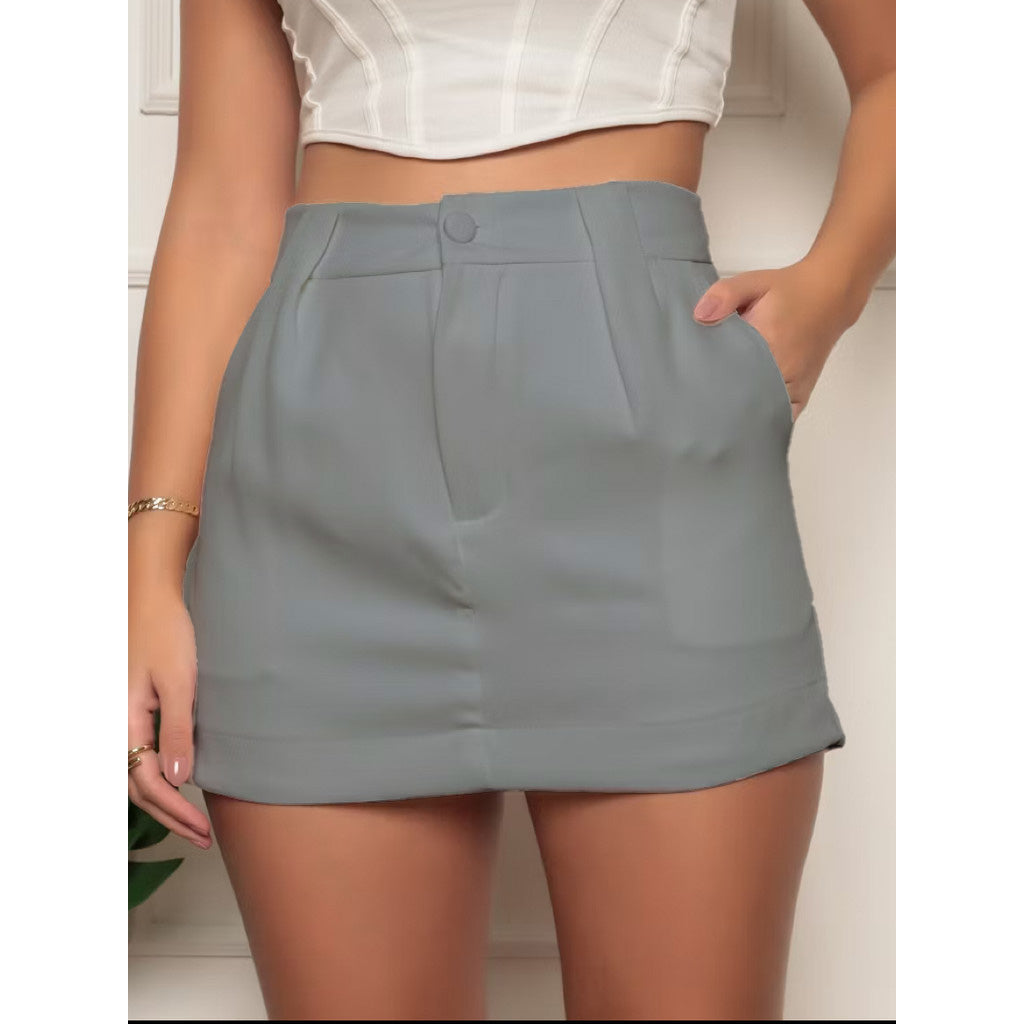 Short Saia Alfaiataria com o Cinto e Bolsos