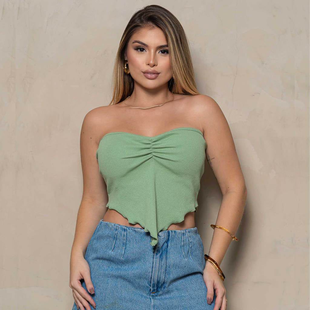 Cropped Tomara que Caia Ribana com Bojo, Conforto e Estilo Casual, Peça Chave do Verão