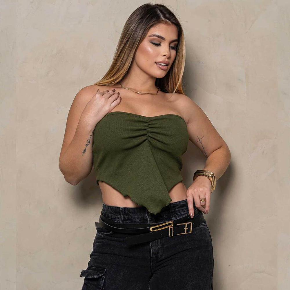 Cropped Tomara que Caia Ribana com Bojo, Conforto e Estilo Casual, Peça Chave do Verão