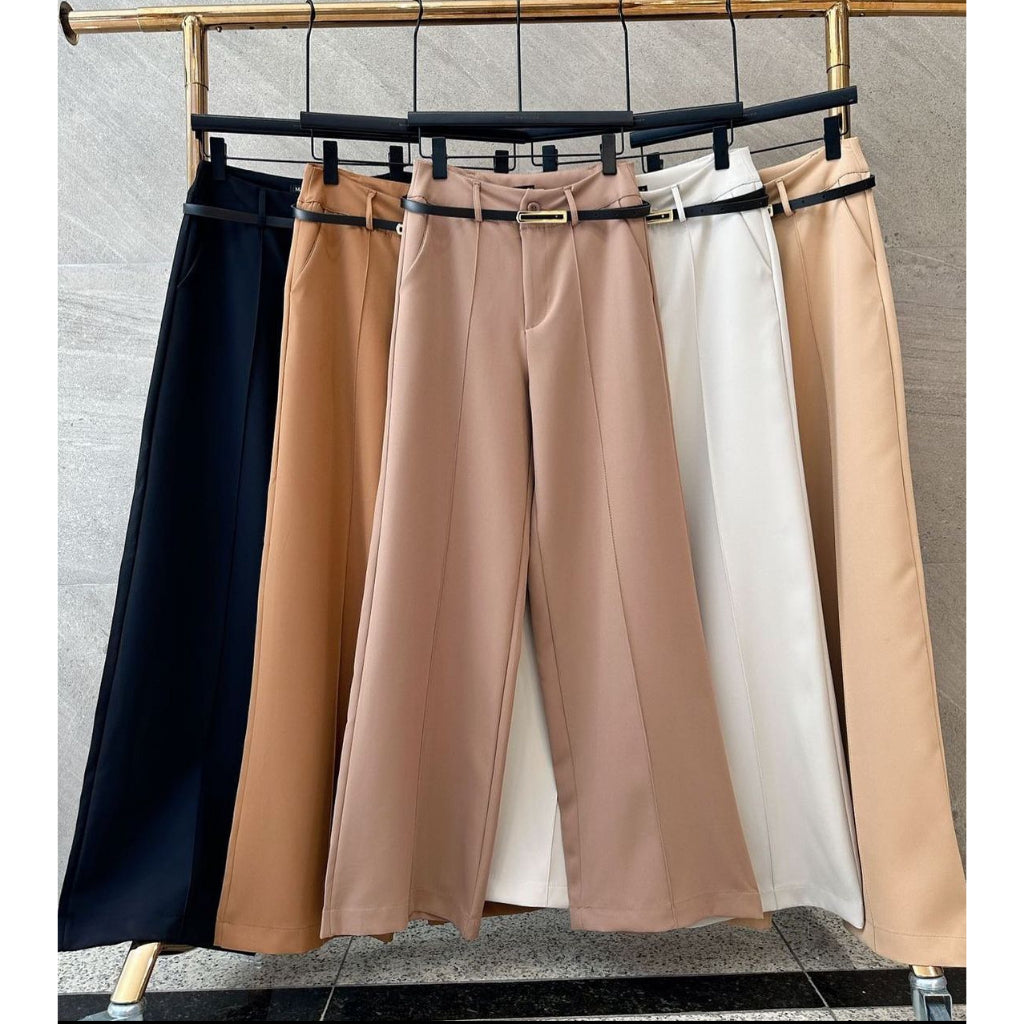 Calça Pantalona Feminina Alfaiataria Anastácia com Bolso
