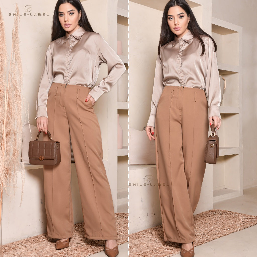 Calça Pantalona Feminina Alfaiataria Anastácia com Bolso