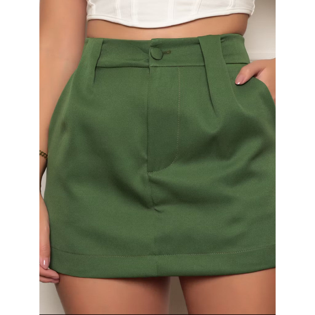 Short Saia Alfaiataria com o Cinto e Bolsos