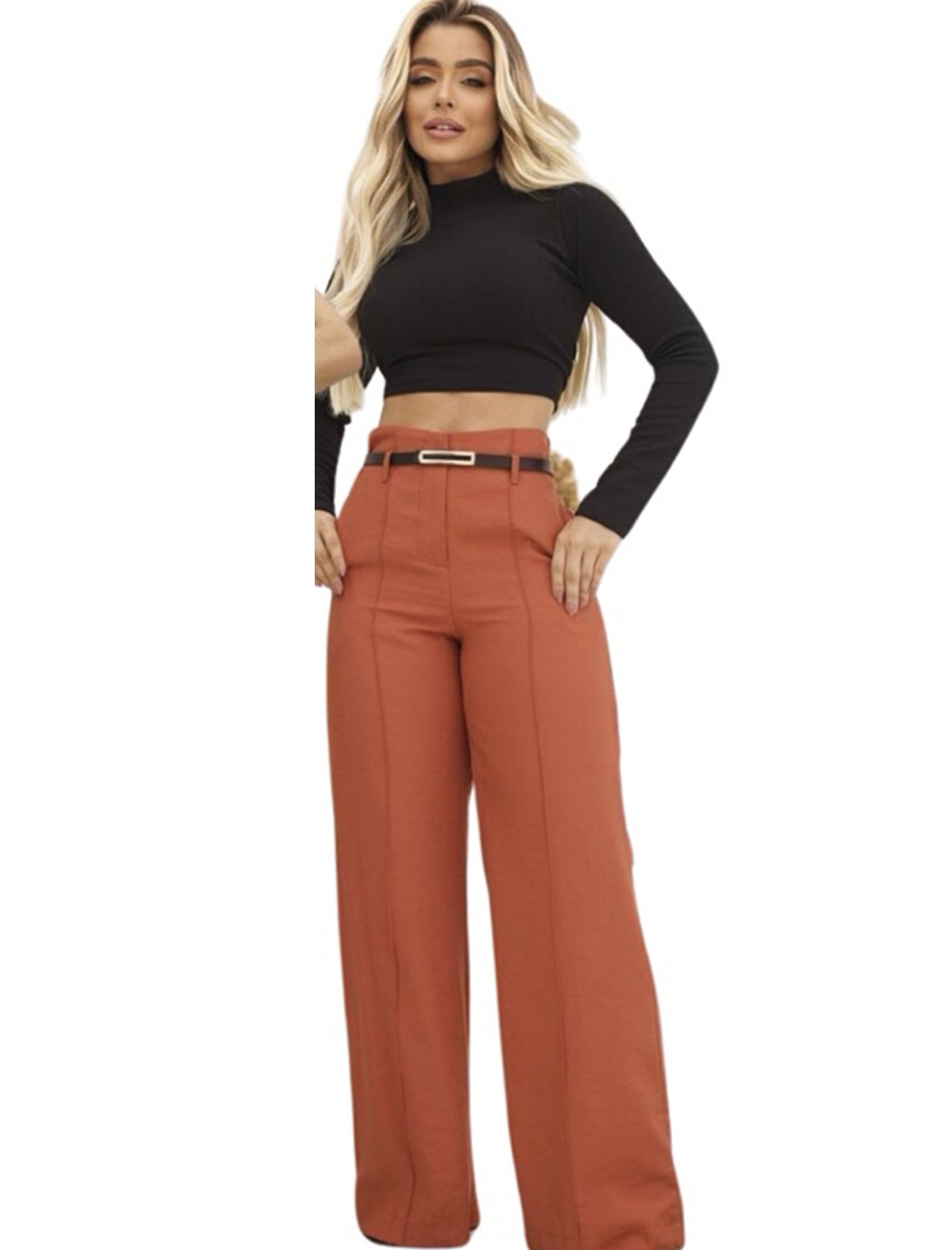 Calça Pantalona Feminina Alfaiataria Anastácia com Bolso