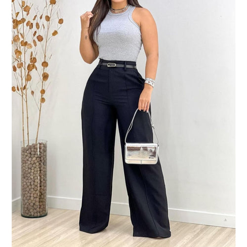 Calça Pantalona Feminina Alfaiataria Anastácia com Bolso